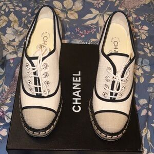 CHANEL Women's Black and White Sneakers